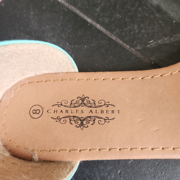 Charles Albert Blue and Silver Sandals with Crystal Embellishments - Picture 4 of 4